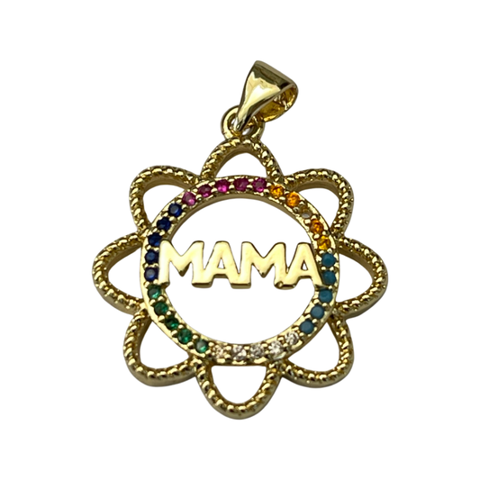 PENDANT MAMA SUN SHAPE GP18 KT CON ZIRCONIAS MULTI. 1 PC