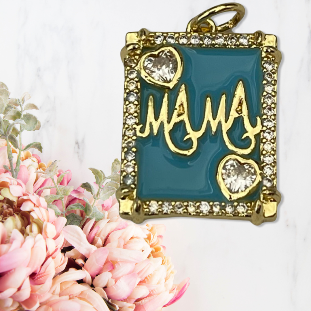PENDANT MAMA RECTANGLE GP 18KT ENAMEL MIX 1 PC