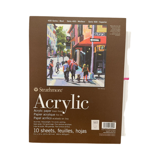 ACRYLIC PAPER PAD 9X12 LINEN FINISH STRATHMORE