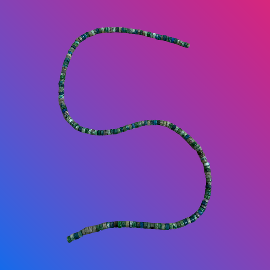 CHRYSOCOLLA BEADS HEISHI FLAT ROUND DISK 4X2.5MM 1 STRAND