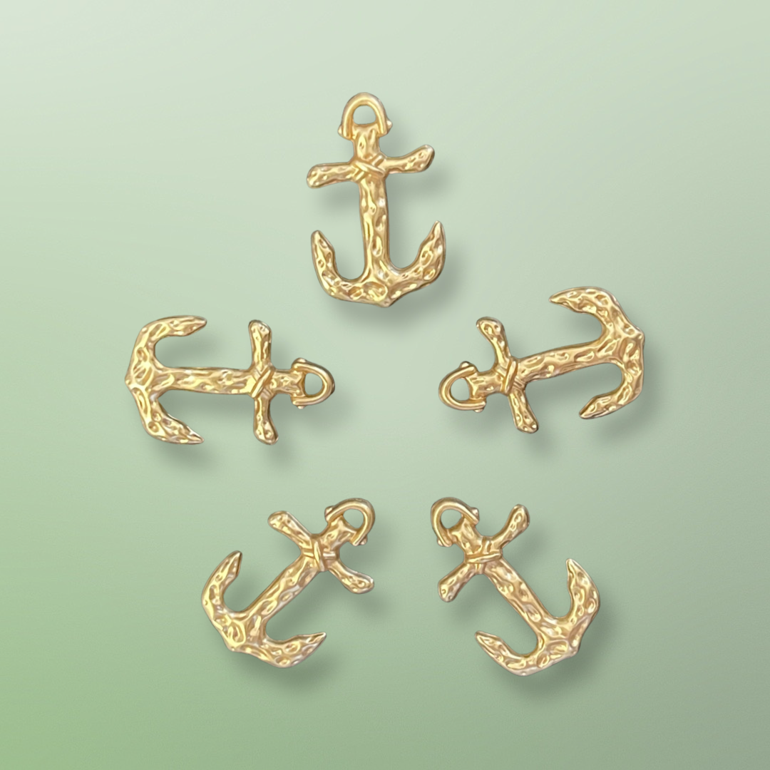 PENDANT ANCHOR GOLD MATTE 20 MM 5 PC