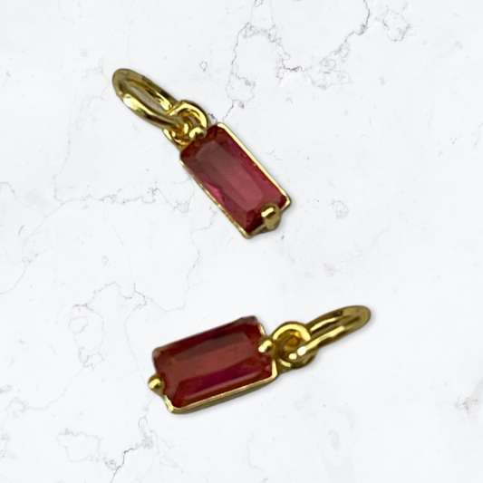 CHARM CZ RECTANGULAR GP 18KT MIX 2 PCS