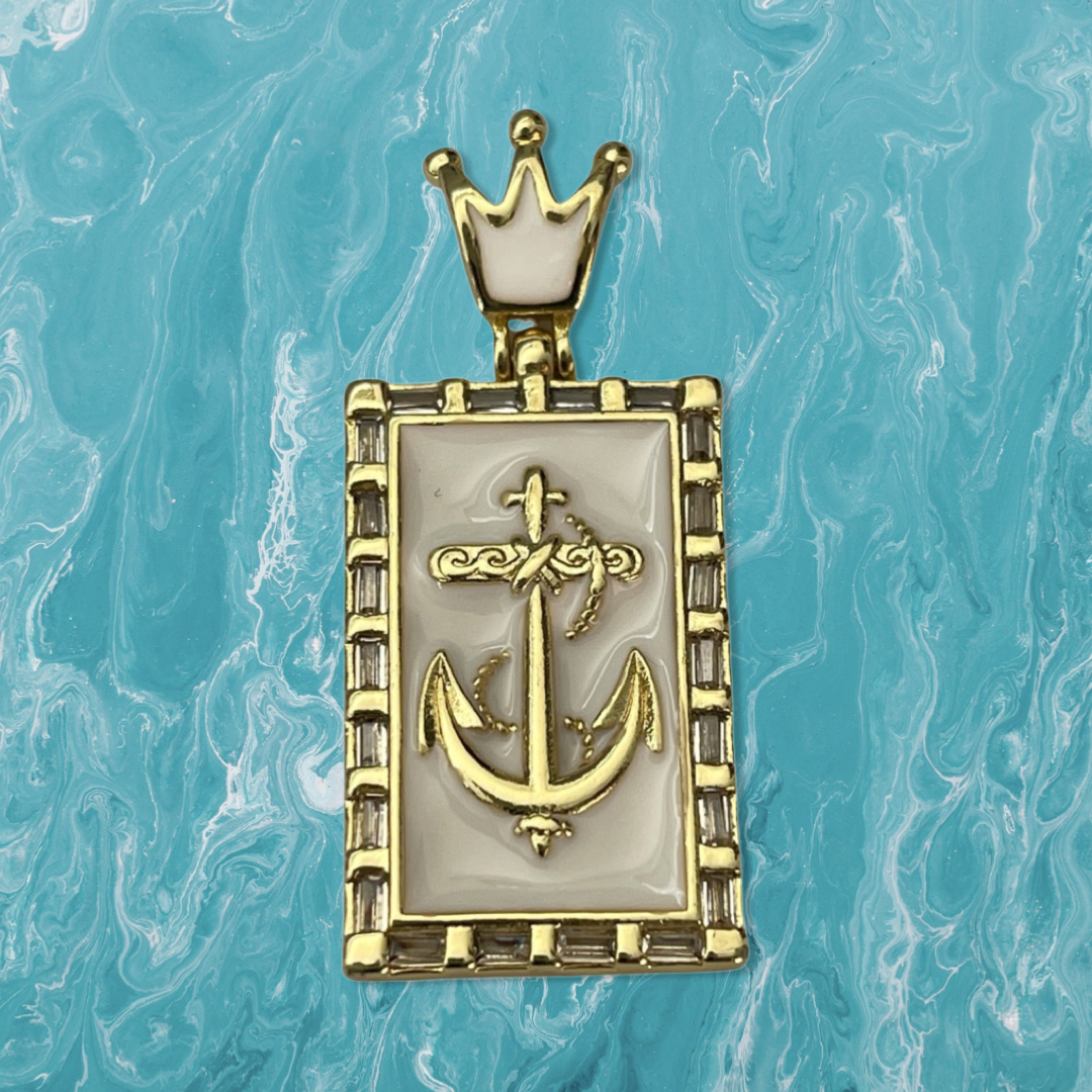 PENDANT ANCHOR RECTANGULAR CROWN 18x30 MM GP 18KT 1 PC