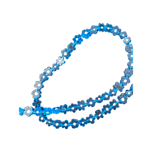 MILLEFIORE GLASS FLOWER DODGER BLUE 6-9MM 1 STRAND