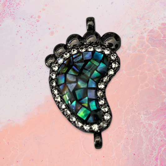 LINK BABY FOOT GUNMETAL WITH ZIRCONIAS AND SHELL MOSAIC 21mm 1 PC