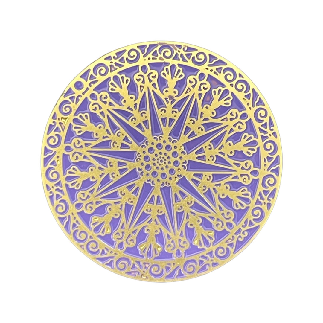 PENDANT ROUND ENAMEL MANDALA MATTE GOLD 40 MM 1 PC