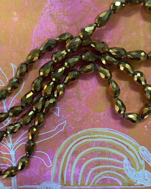 GLASS DROP 12X8 MM FACETED BRONZE