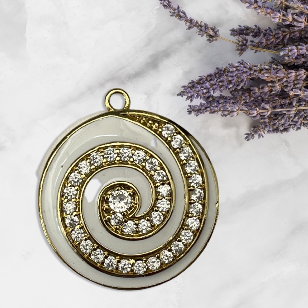PENDANT ROUND PAVE ENAMEL SPIRAL 24MM 1PC