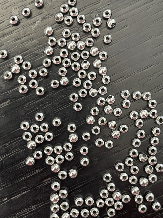 BEAD 3X3MM STAINLESS STEEL 50 PC