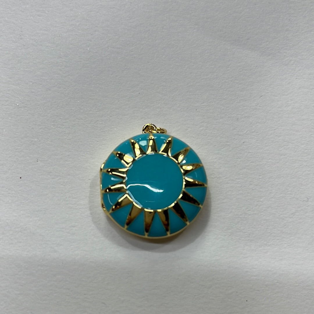 CHARM SUN GP 18KT ENAMEL 25MM 1 PC