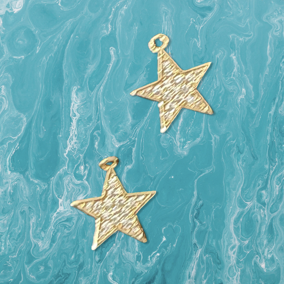 CHARM STAR GOLD PLATE WITH ZIRCONIAS12.5MM 2 PC