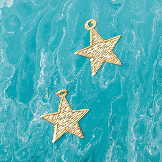 CHARM STAR GOLD PLATE WITH ZIRCONIAS12.5MM 2 PC