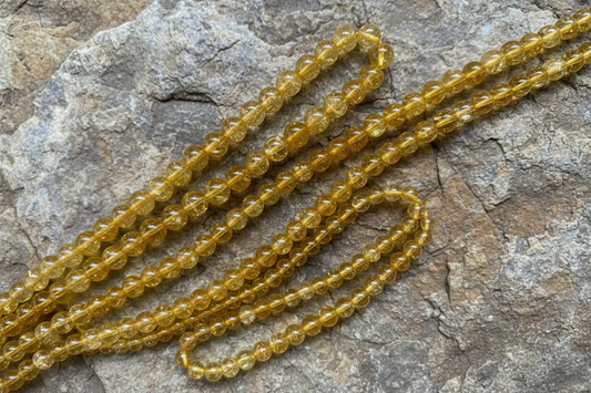GLASS CITRINE CRYSTAL ROUND 3 SIZES 1 STRAND