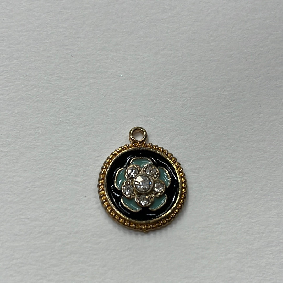 PENDANT ROUND GP FLOWER ENAMEL 1 PC