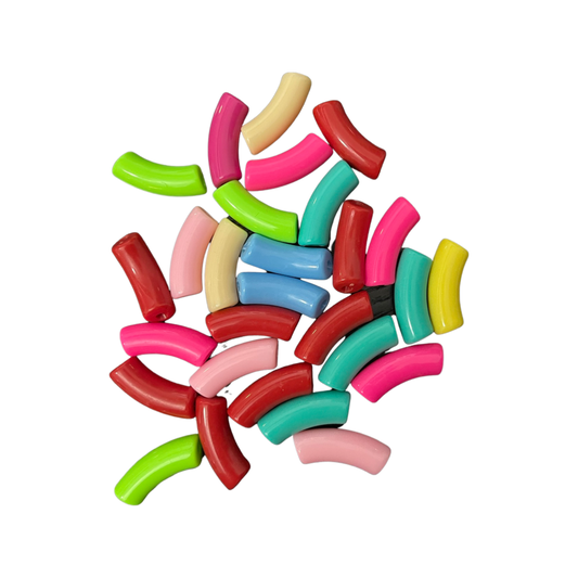 BEAD ACRYLIC TUBE COLOR MIX 36X13 MM 10 PC
