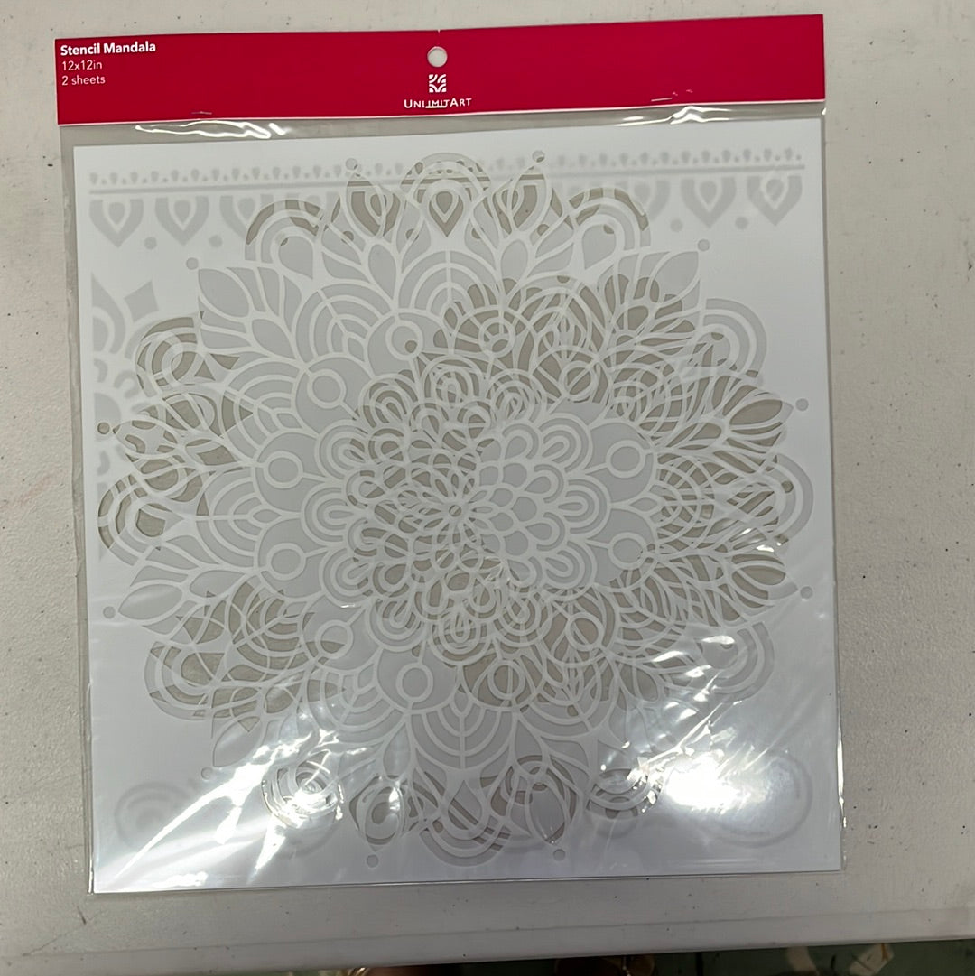 STENCIL MANDALA DESIGN PLUS SCROLLS 2 PC SET
