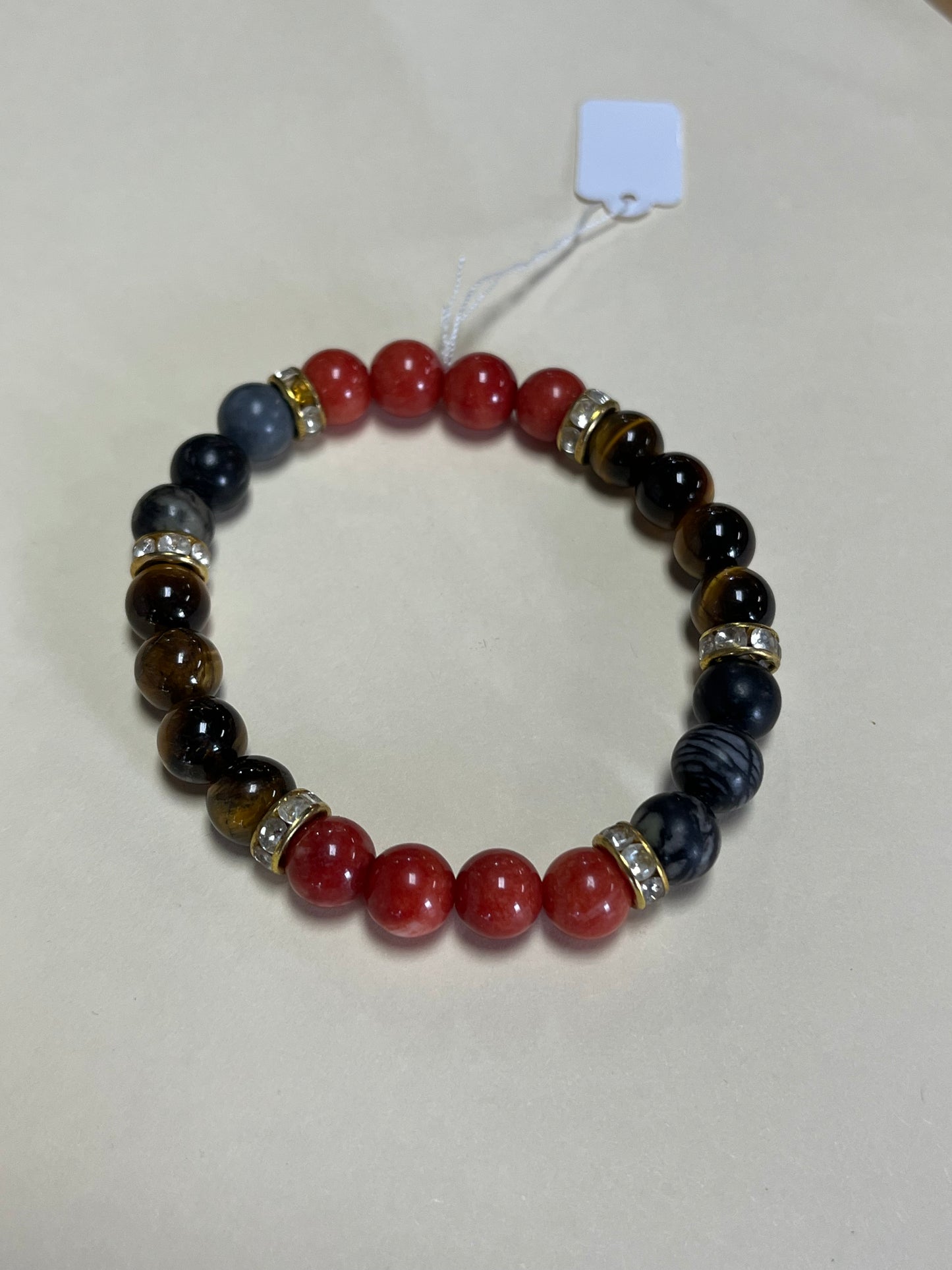BRACELETS NETSTONE, TIGER EYE AND JASPER GP OR SILVER 1 PC
