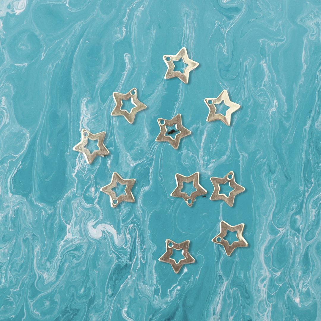 CHARM STAR 11X11MM STAINLESS STEEL 10 pc