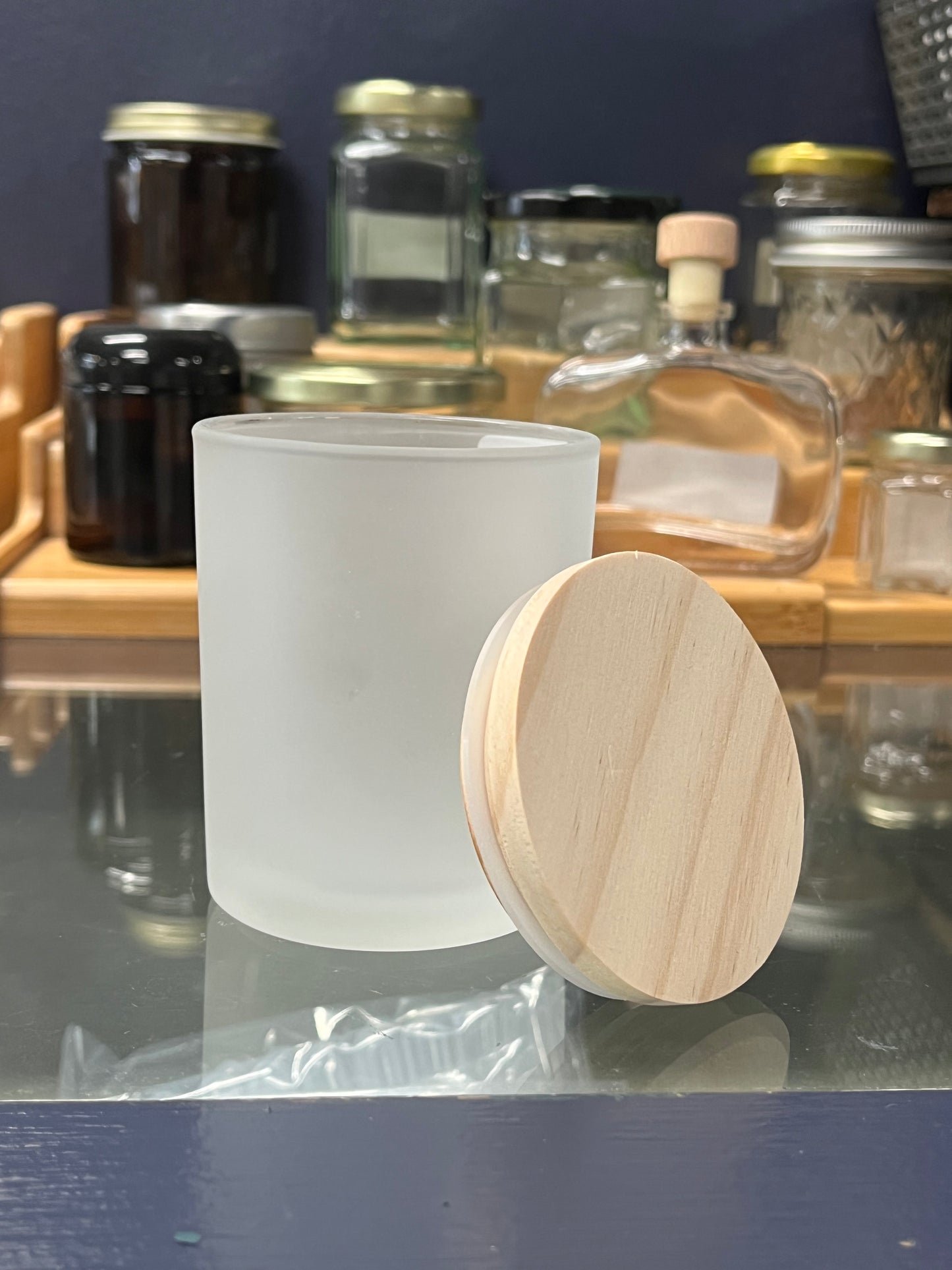 CANDLE CUP 8 OZ WOOD CAP 1 PC