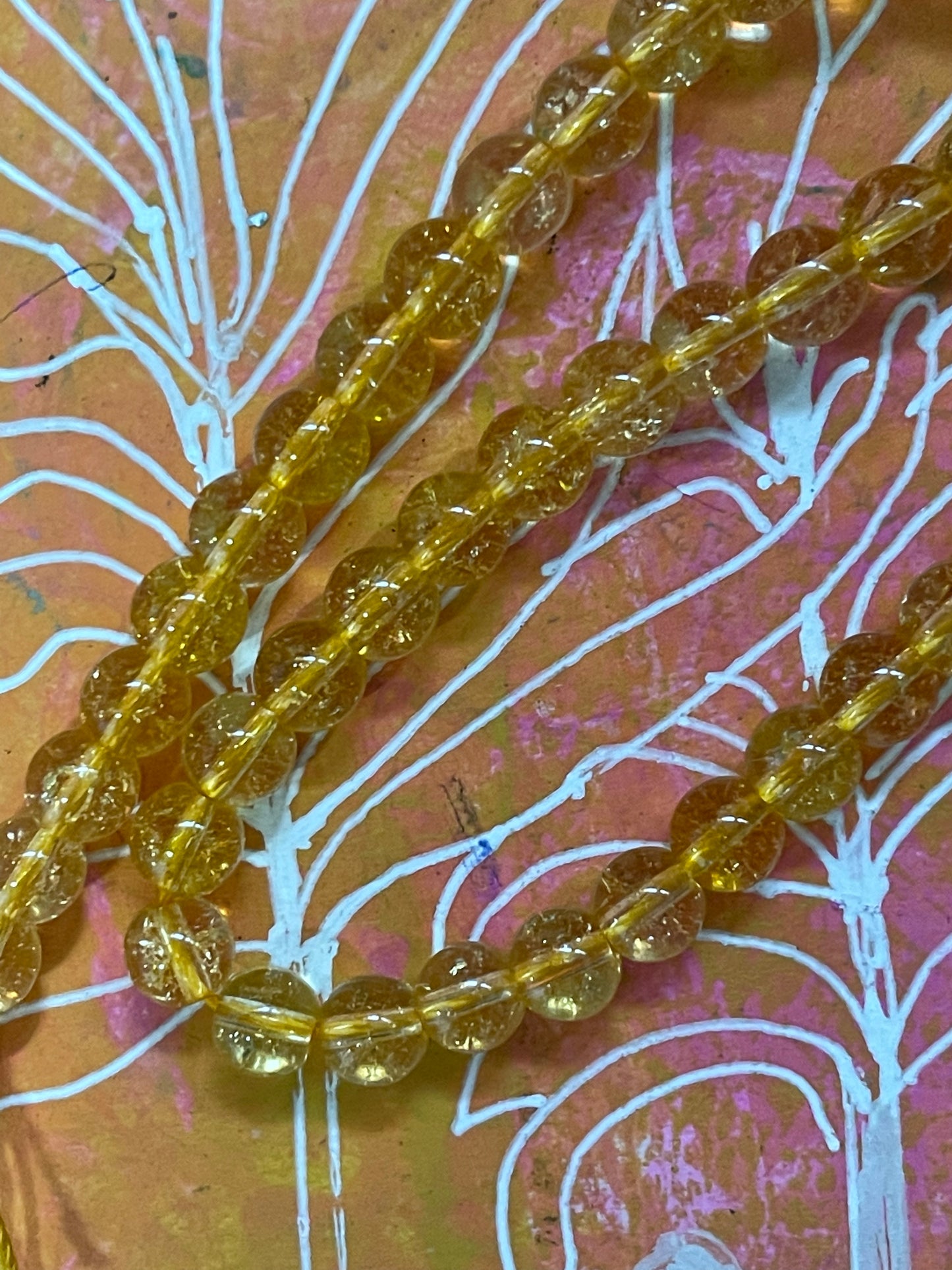 GLASS CITRINE CRYSTAL ROUND 3 SIZES 1 STRAND