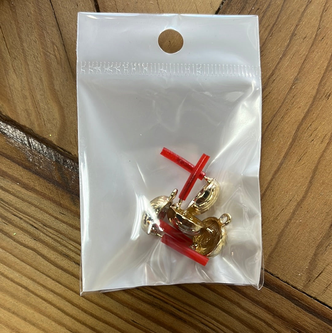 EARRING POST 15MM ROUND RIBBED GP