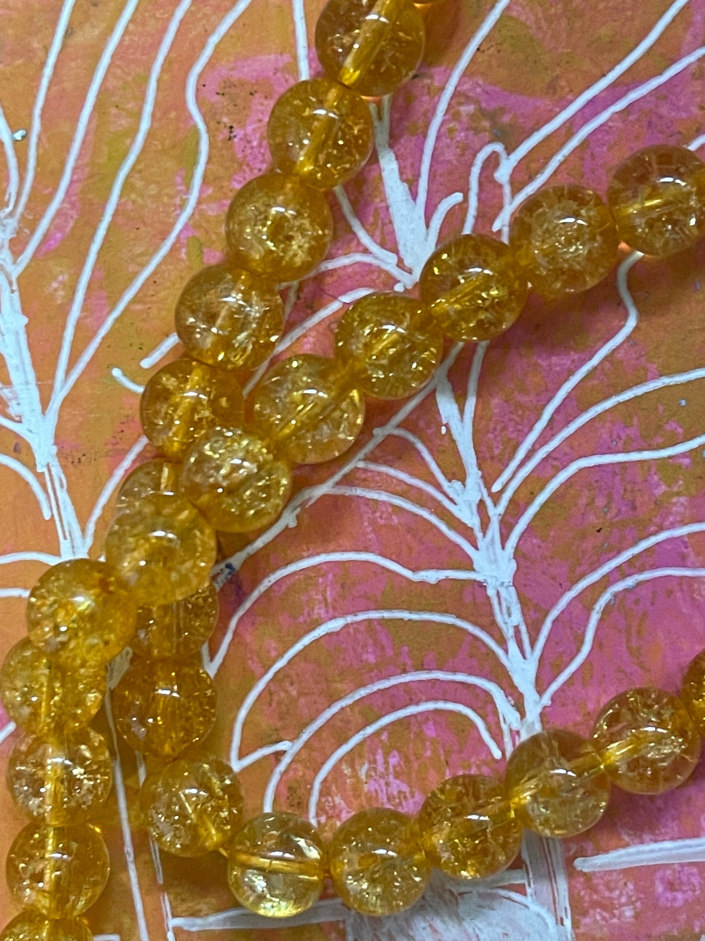 GLASS CITRINE CRYSTAL ROUND 3 SIZES 1 STRAND