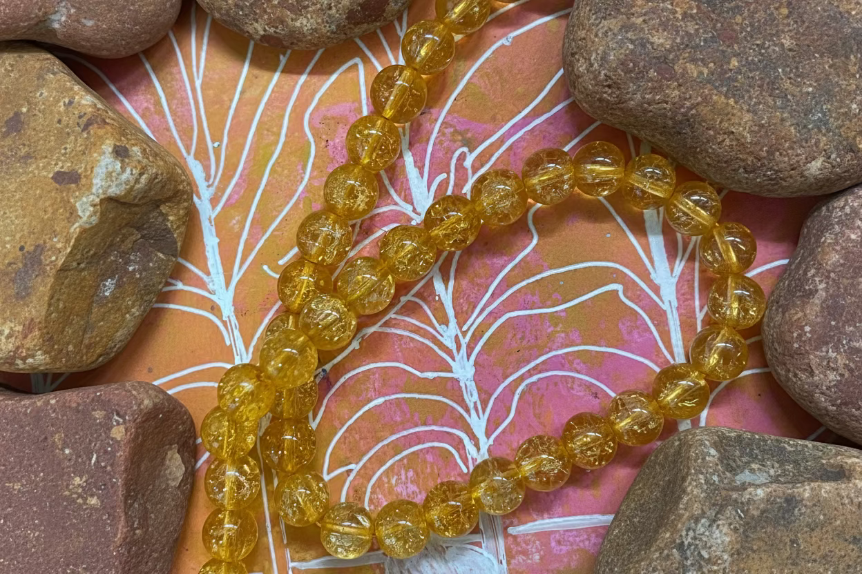 GLASS CITRINE CRYSTAL ROUND 3 SIZES 1 STRAND