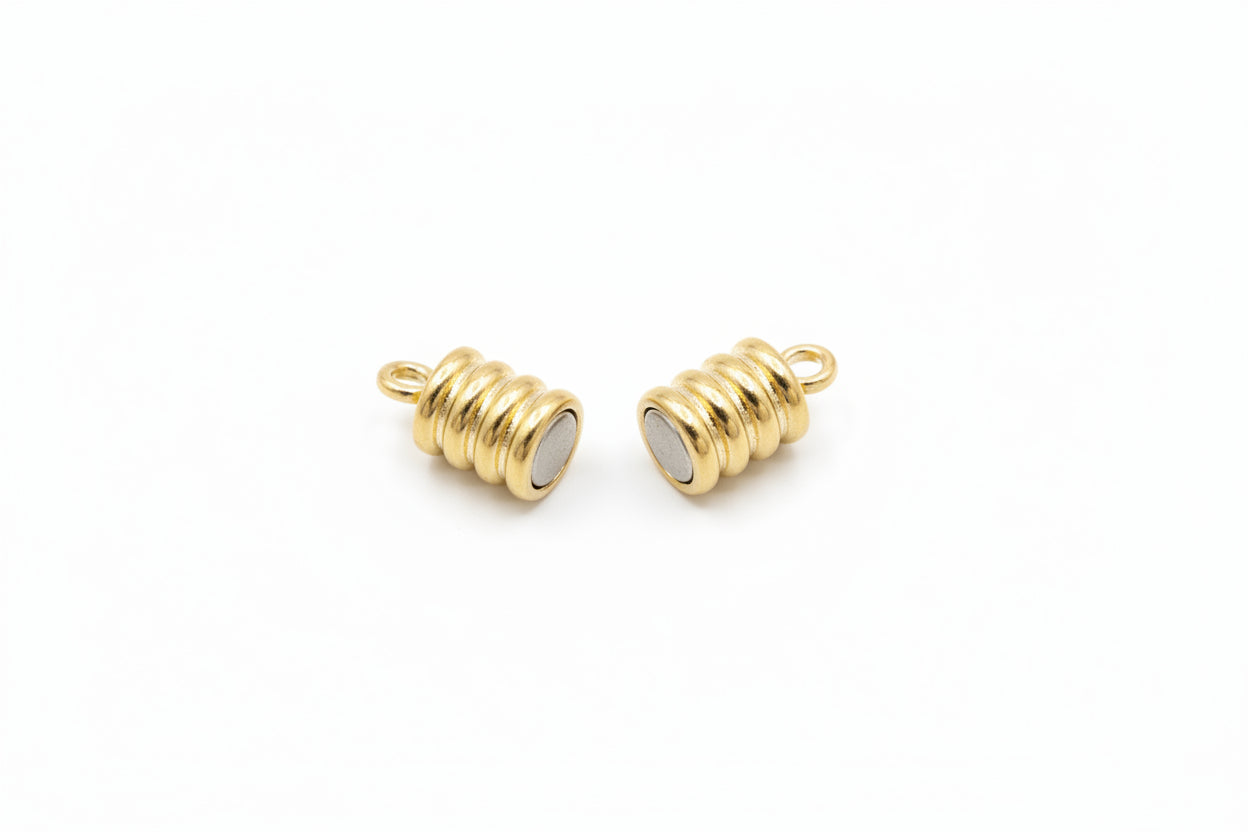 CORD END STAINLESS STEEL COLUMN WITH LOOP 9X7MM GOLD PLATED 5MM HOLE 4PC