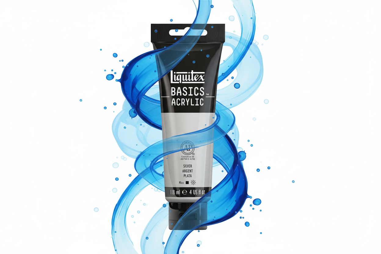 LIQUITEX BASICS ACRYLIC SILVER 4 OZ