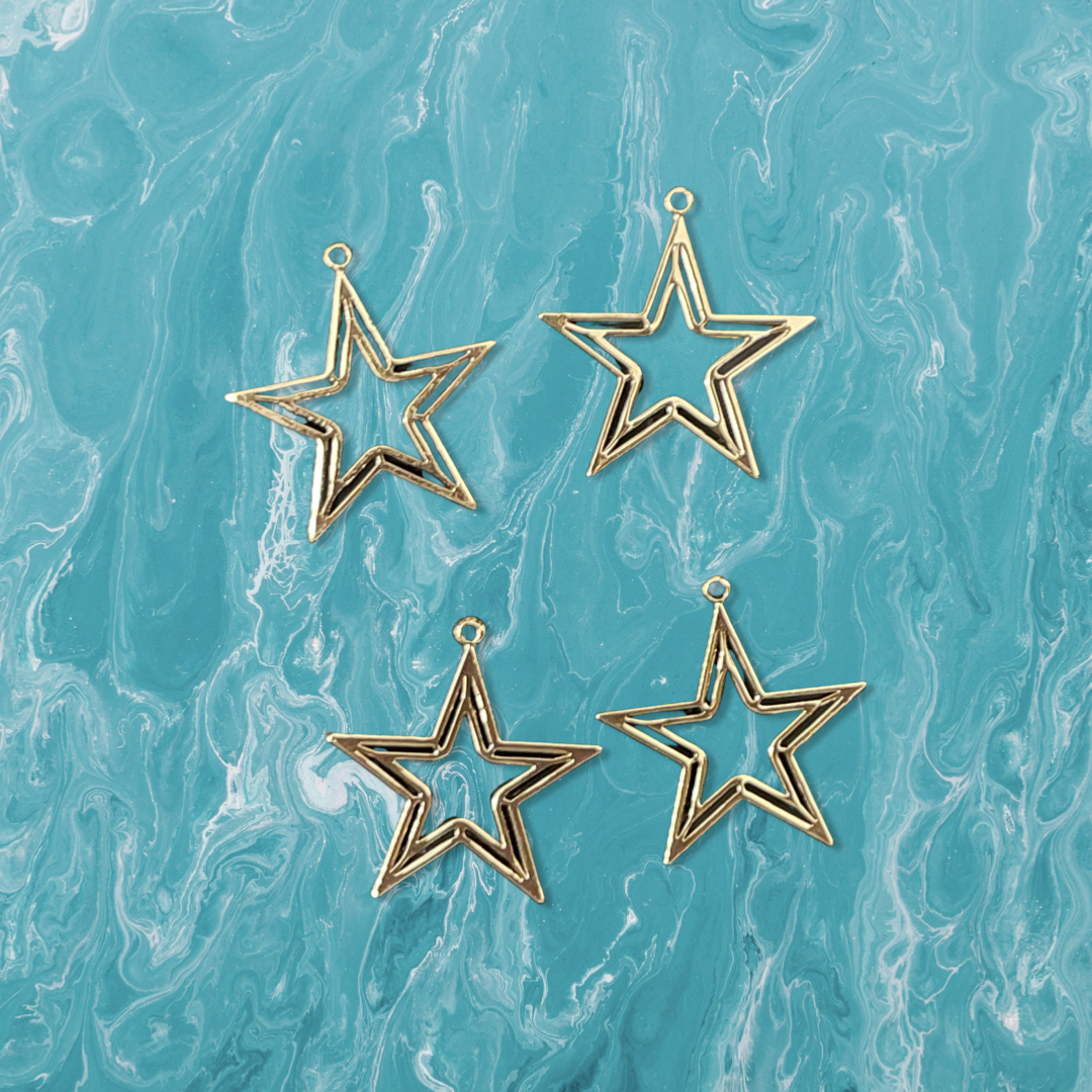 CHARM STAR 25MM LASER CUT GP 18KT