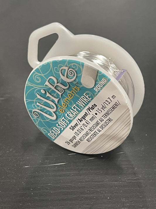 CRAFT WIRE 26GA SILVER COLOR 15YD NON TARNISH
