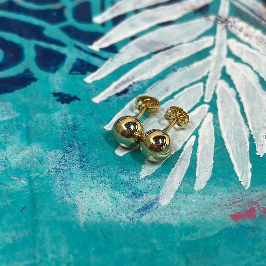 EARRING BALL POST 18KT GP 18.5X8MM 2 PARES