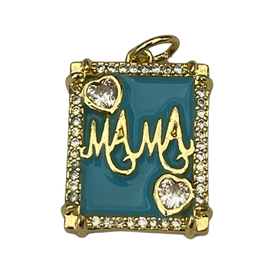 PENDANT MAMA RECTANGLE GP 18KT ENAMEL MIX 1 PC