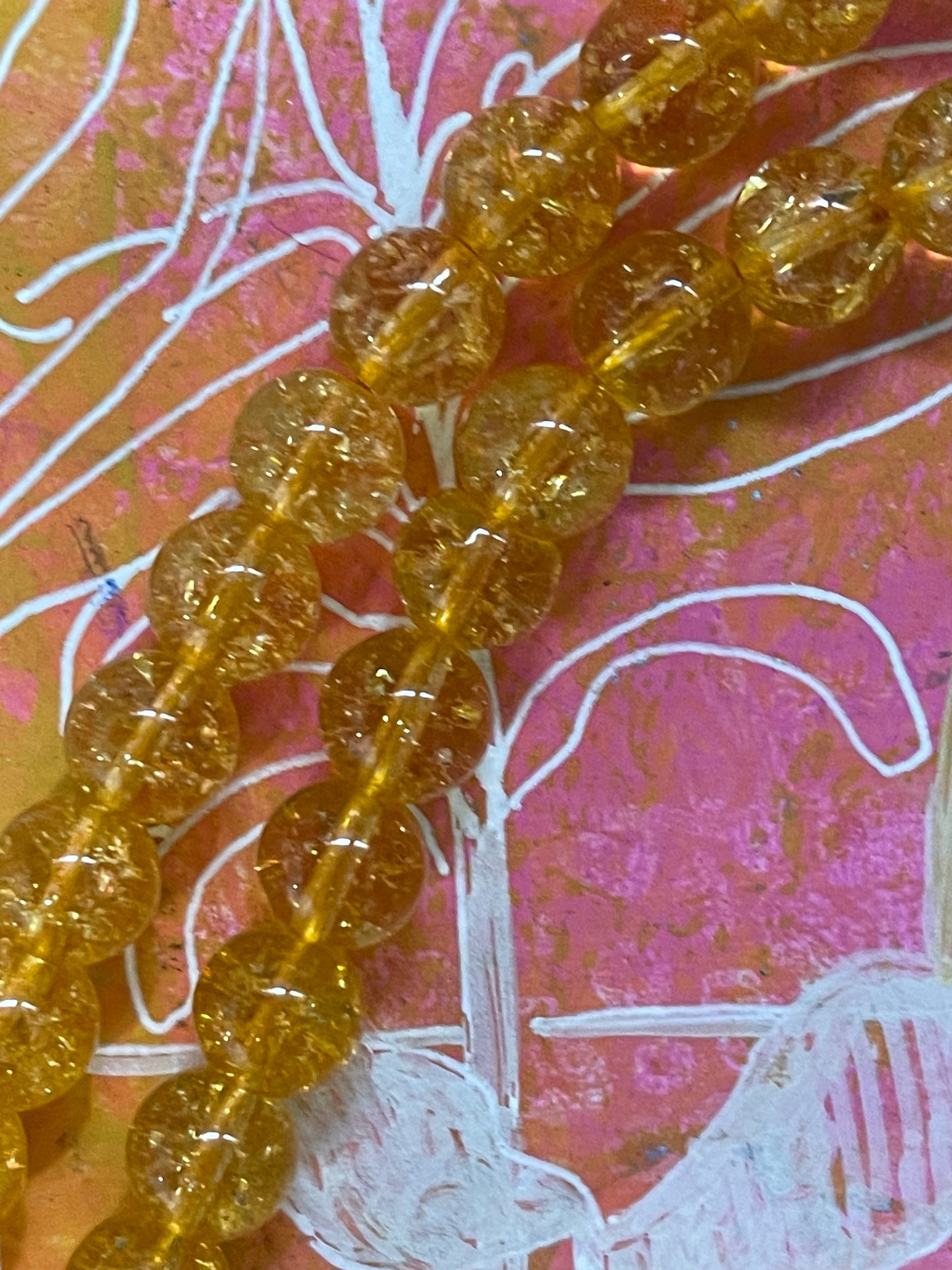 GLASS CITRINE CRYSTAL ROUND 3 SIZES 1 STRAND
