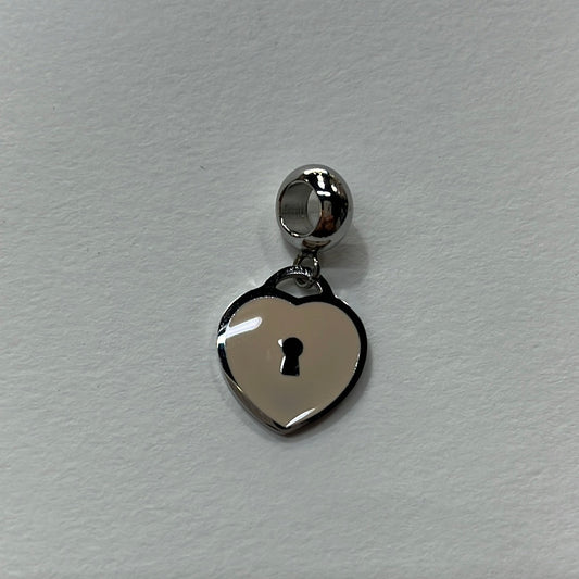 PENDANT SST HEART ENAMEL LOCK PINK 1 PC