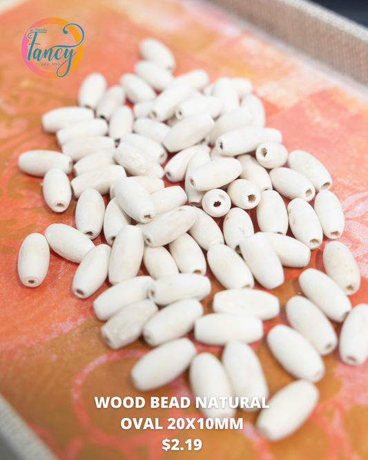 WOOD BEAD NATURAL OVAL 20x10MM