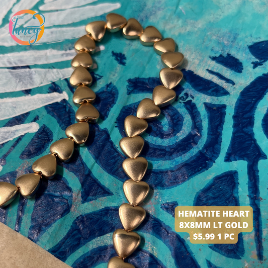 HEMATITE HEART STRAND 8X8MM LIGHT GOLD