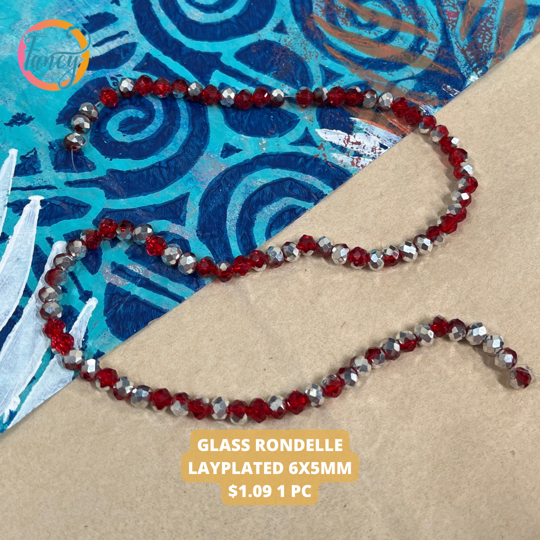 GLASS RONDELLE HALF PLATED 6X5MM
