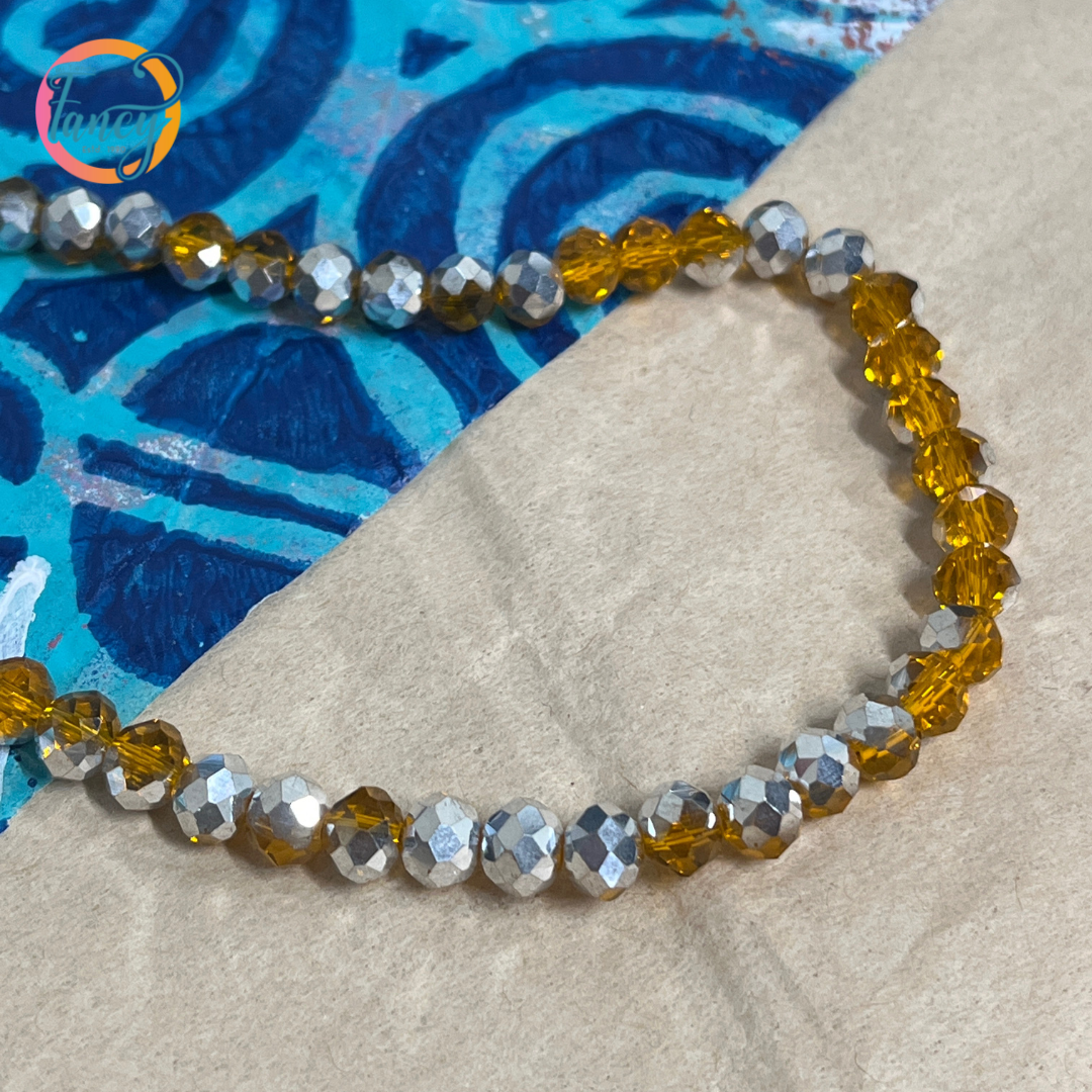 GLASS RONDELLE HALF PLATED 6X5MM