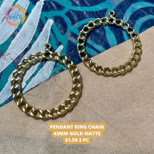PENDANT RING 43MM CHAIN GOLD MATTE 2 PC