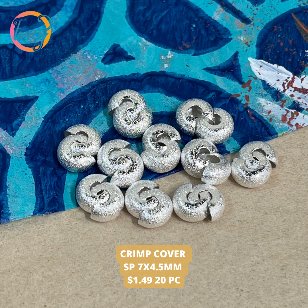 CRIMP COVER SILVER PLATE 7X4.5MM 20 PC