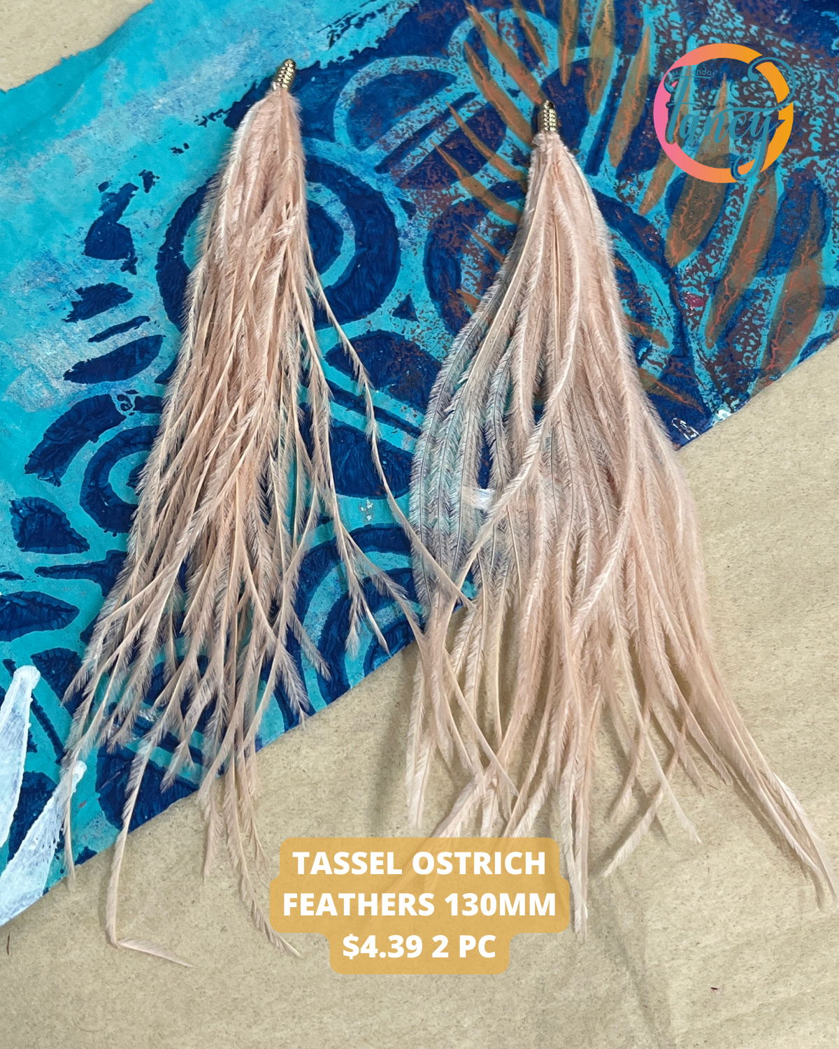 TASSEL OSTRICH FEATHERS 130MM 2 PC