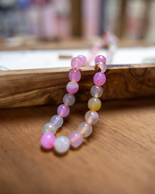 AGATE 8mm Round Pearl Pink 1 strand
