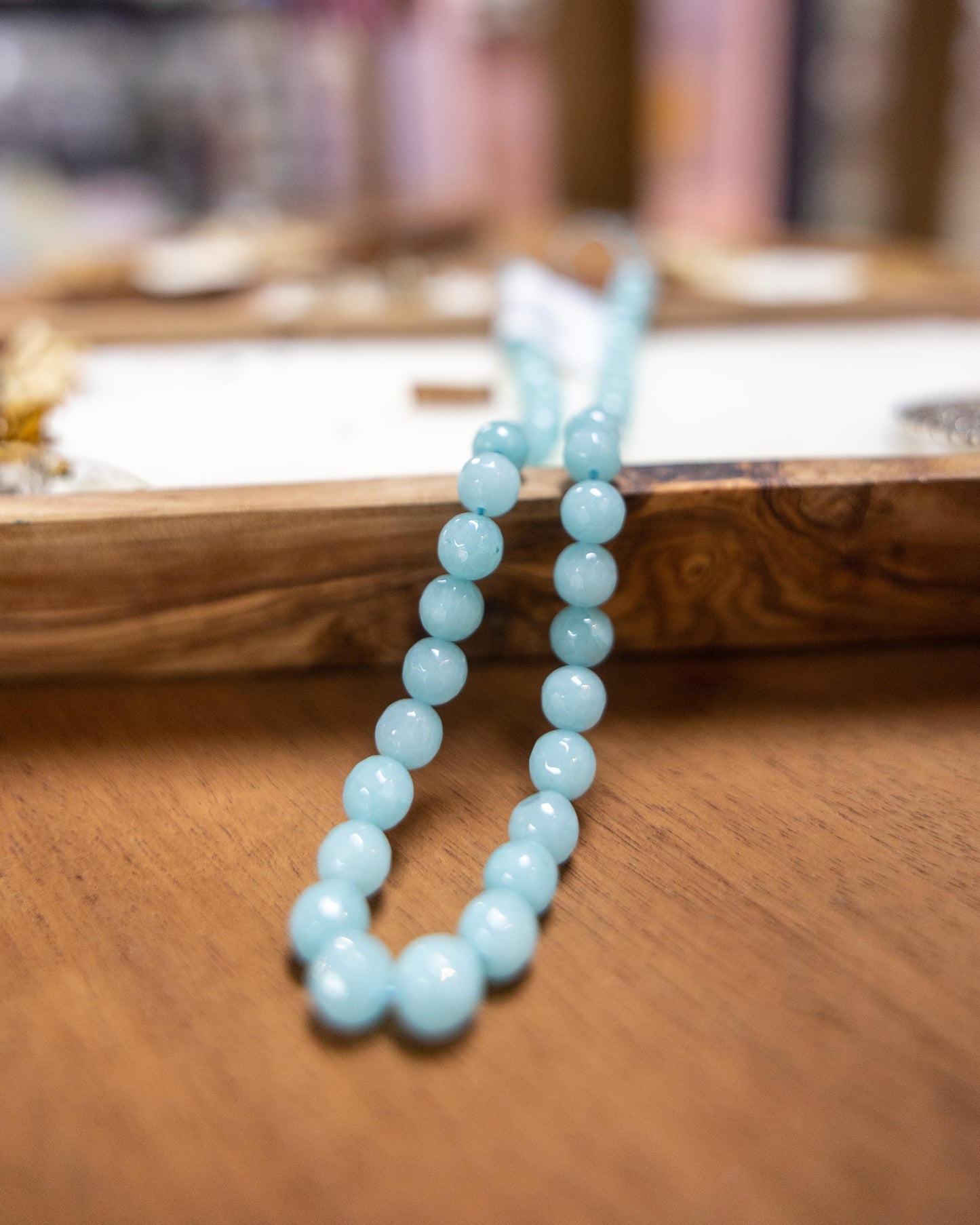 JADE 8mm Round LIGHT Aquamarine 1 strand