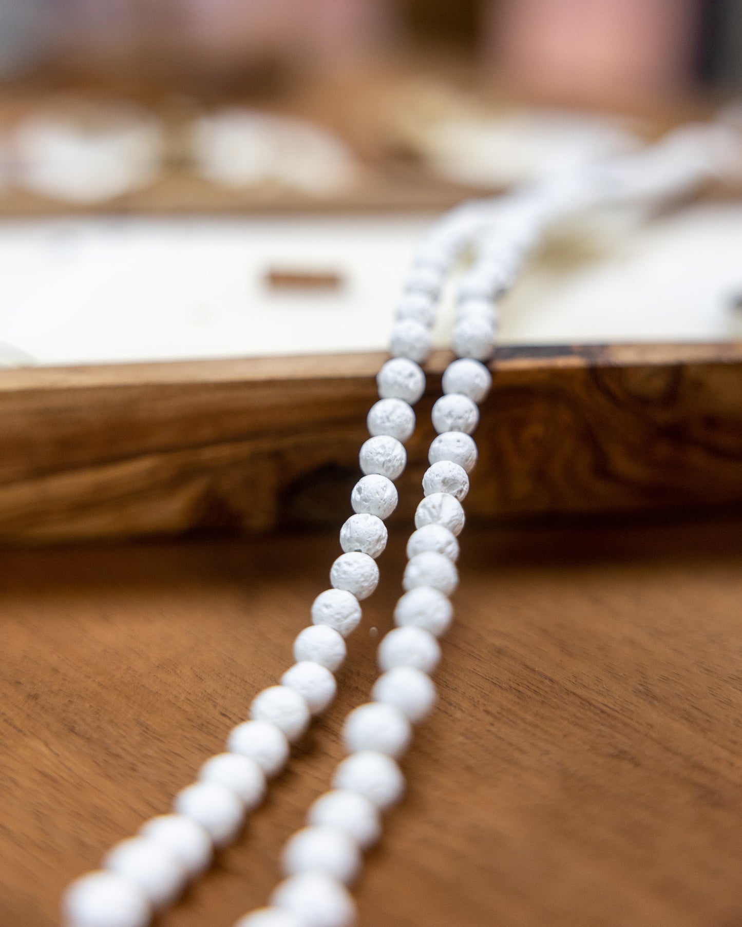 LAVA ROCK 6mm Round White 1 strand