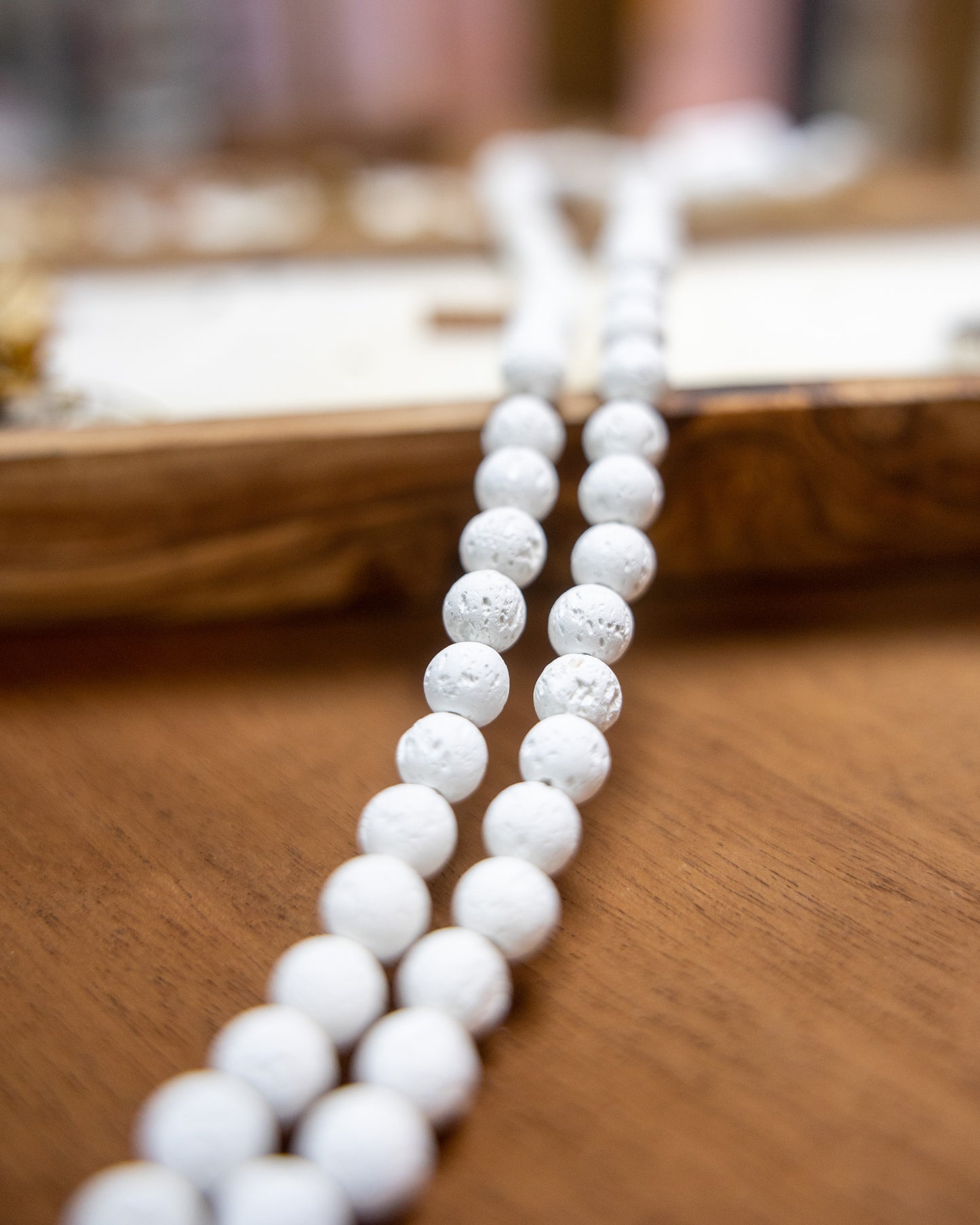 LAVA ROCK 8mm Round White 1 strand