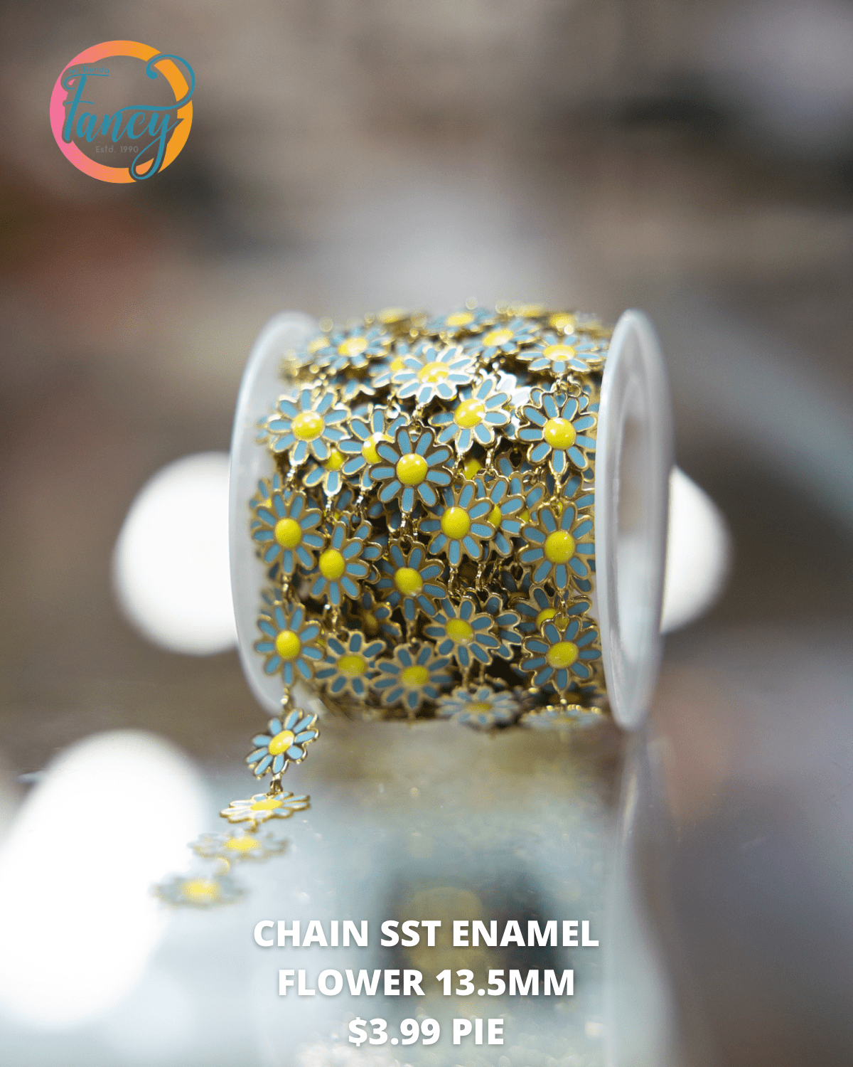 CHAIN SST ENAMEL FLOWER 13.5MM 1 PIE