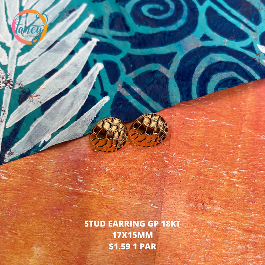 STUD EARRING GP 18KT 17X15MM 1 pair