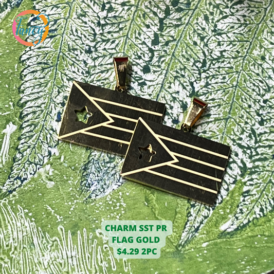 PENDANT FLAG PUERTO RICO SST GOLD 25X16 MM 2 PC