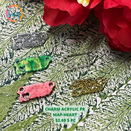 CHARM ACRYLIC PR MAP-HEART 5 PC